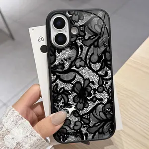Elegant Lace Pattern Floral Phone Case Covers, Realistic Lace Texture, Stylish Design for Apple & Samsung, Compatibility Assurance, Perfect for Formal Events & Daily Use