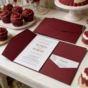 75pcs 5x7 Minimalist Tri-Fold Wedding Invitation Pocket Covers High-Quality Paper for All Events