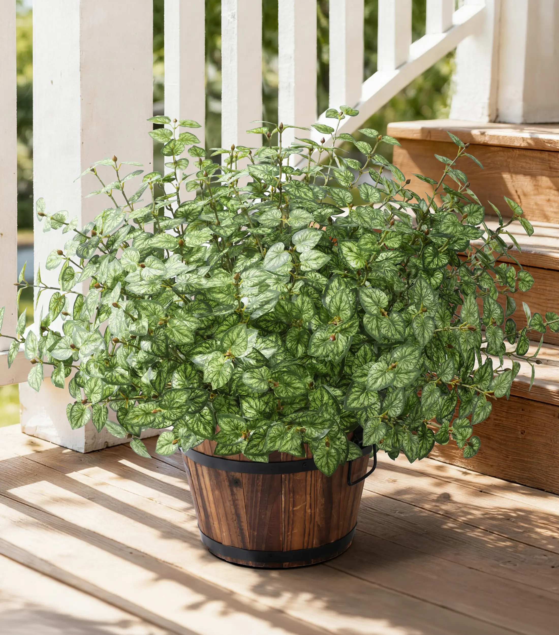 Ivydale Artificial Plants Outdoor 5 Pcs, Faux Greenery Plants Outdoor UV Resistant Silk Plants with Stems, Fake Plants for Outside Planter Front Porch Patio Pathway