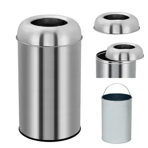 Heavy Duty Commercial Grade Kitchen Trash Can - 13 Gallon/50L Round Stainless Steel Bin with Removable Inner Wastebasket - Open Top Recycling Container for Home, Office, Restaurant, Indoor Outdoor Use