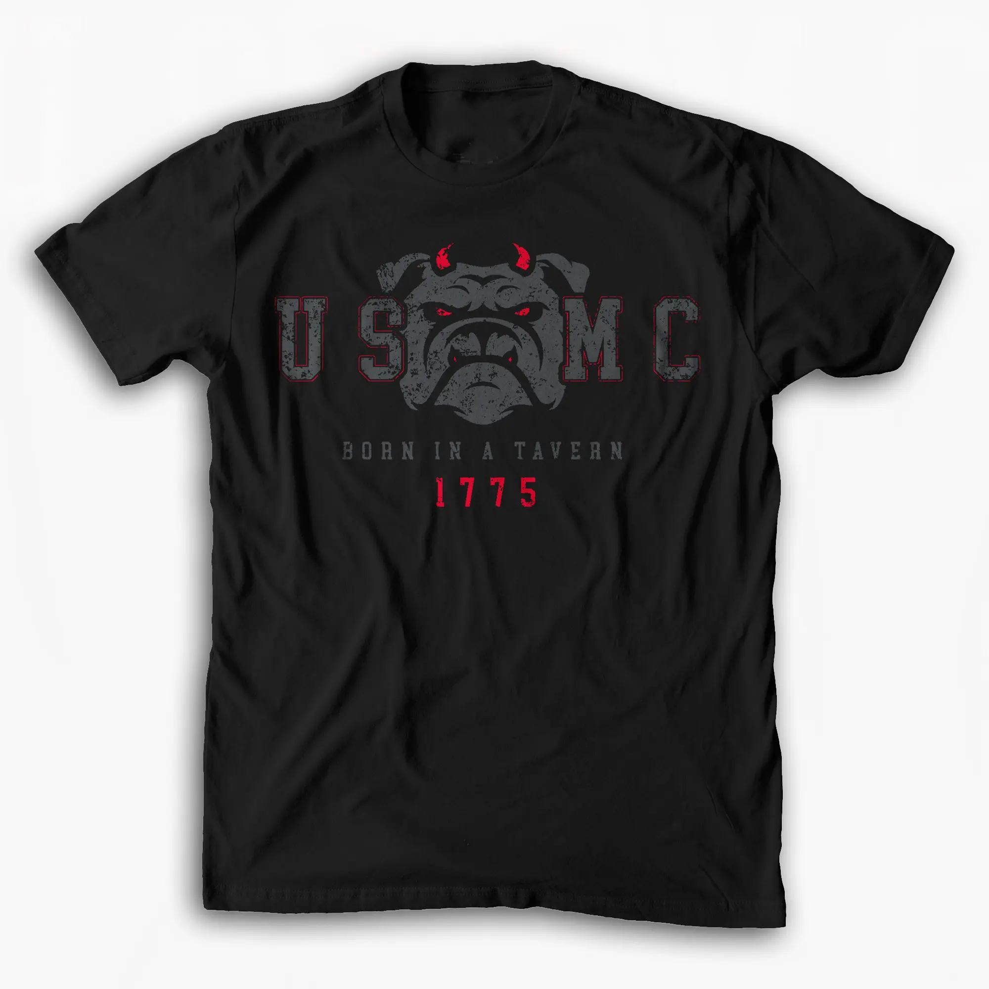 Menswear Graphic Round Neck Shortsleeve Top - USMC University T-Shirt, 1775 Born in a Tavern Marine Corps Tee, Semper Fi Military Heritage Shirt, Veteran Gift, Patriotic Casual Outfit