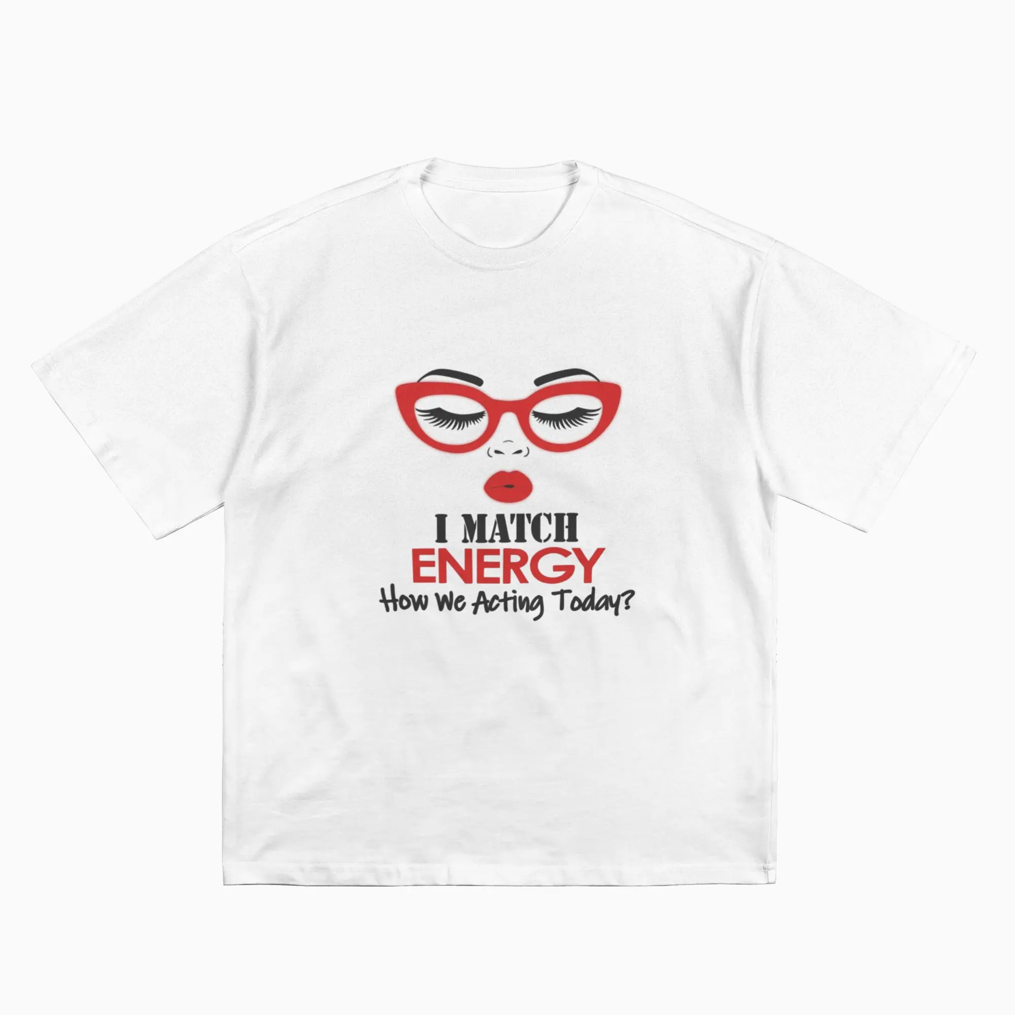 Men's 'I Match Energy' Letter Graphic T-Shirt - 100% Heavyweight Cotton Crew Neck Casual Short Sleeve Fashion Top, S-5XL Menswear All-Season Clothes