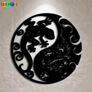 1pc Gecko Yin-Yang Metal Wall Art, Dynamic Gecko Statue Mural, Ideal Gift for New Year, Easter, Nature & Symbolism Enthusiasts, Weather-Resistant Metal Wall Decor Wall Sculptures, Perfect for Home Wall & Garden Fence, Eye-Catching Outdoor & Indoor Decor