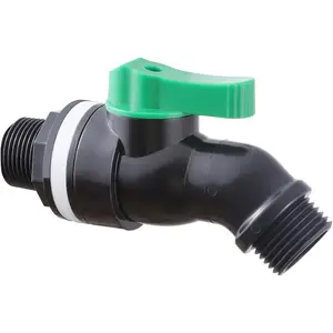Plastics Rain Barrel Spigot, High Flow Valve Core, Large Flow Water Tank Faucet,3/4 NPS Inlet x 3/4 GHT Outlet Bulkhead Valve for Outdoor Plastic Bucket rainwater Drum Container Downspout Collector in