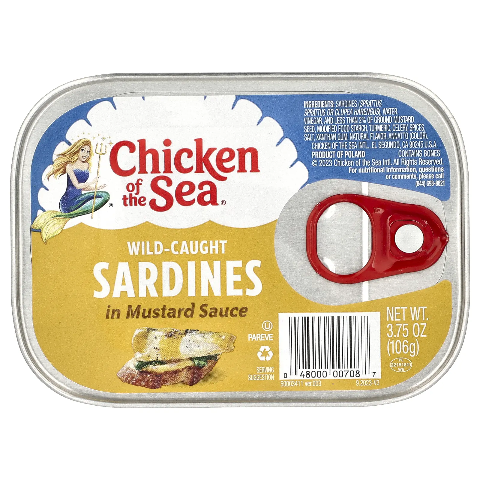Chicken of the Sea Wild Caught Sardines in Mustard Sauce, 3.75 oz (106 g)