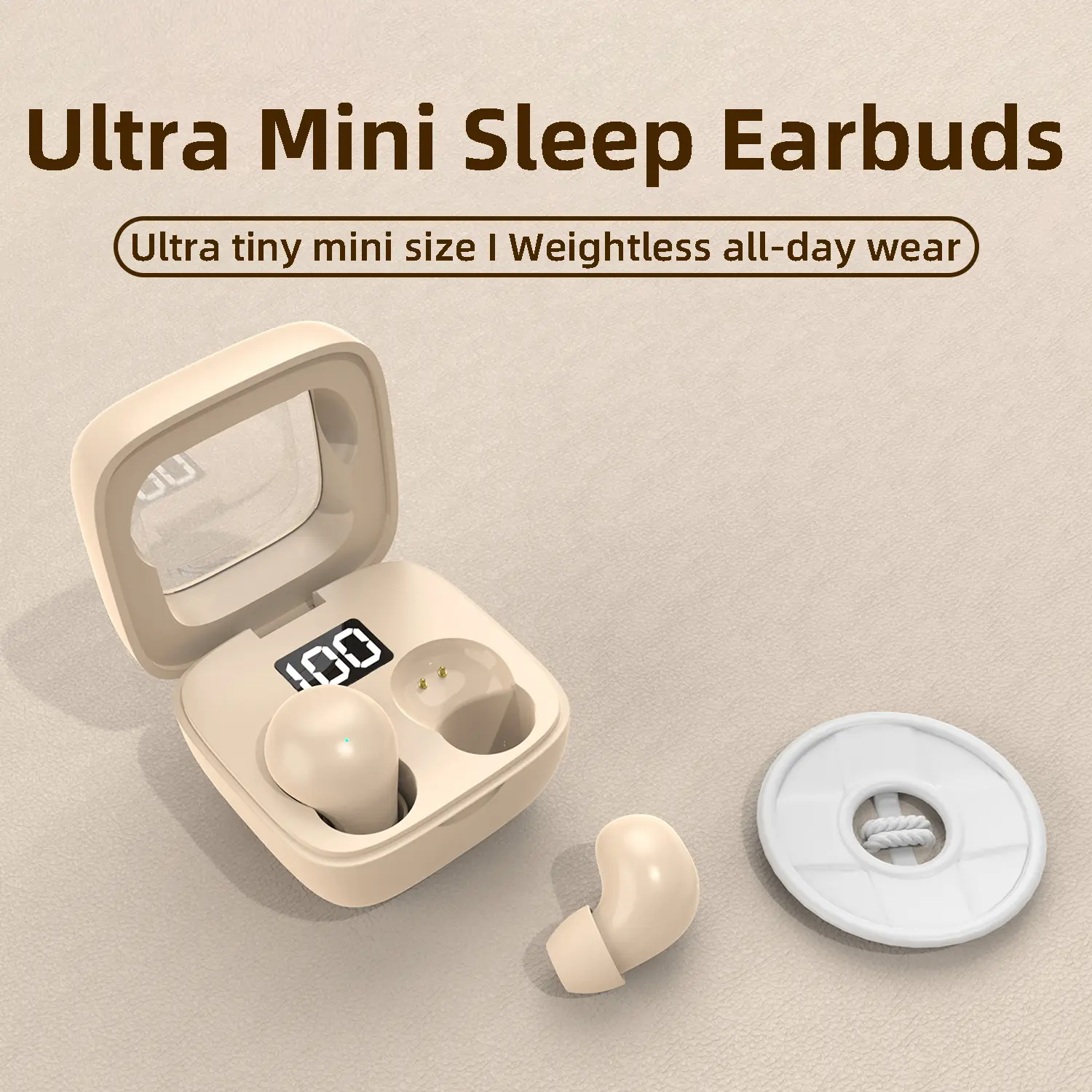 Ultra Mini Hidden Flat Bluetooth Headphone Audio Device - Soft Skin-Friendly Silicone, Super Lightweight, No Ear Pressure for Side Sleeping, Immersive Stereo Sound, Pain-Free All-Night Wearing, Charging Compatible