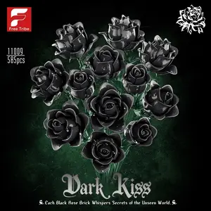 Valentine's Day Artificial Rose Flower Building Blocks Set, 585pcs Small Bricks DIY Model Kit, Creative Gift for Her, Romantic Home Decor Decoration