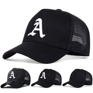 Unisex Gothic Letter A Embroidered Baseball Cap Mesh Hat Outdoor Sport Adjustable Sunscreen Leisure Hat Spring Autumn Travel Tourism Beach Vacation