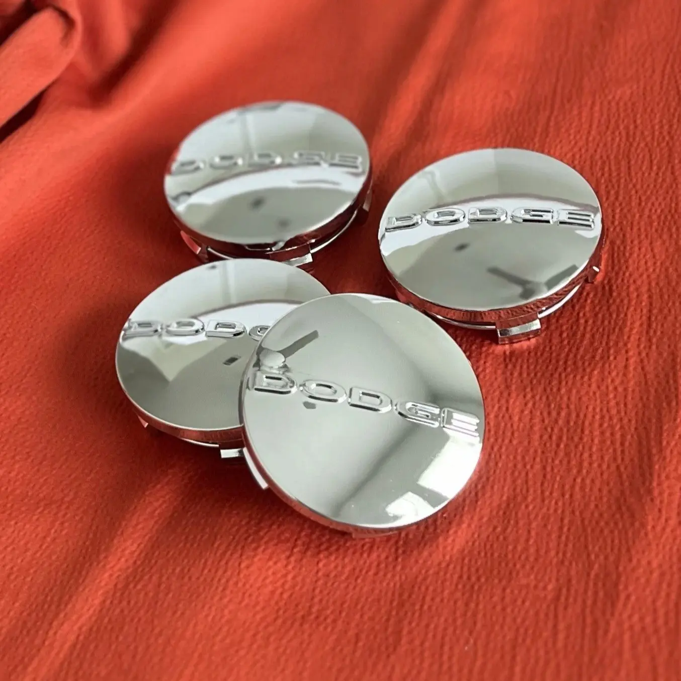 4x Glossy Silver Dodge 63mm Wheel Center Caps Fits Challenger Charger RAM 1500