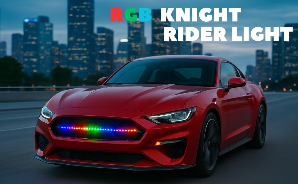 DIBMS RGB 22-inch, 48-LED 5050 SMD Scanning Knight Light Strip (with Remote-Controlled Turn Signal and Third Brake Light), Prevents Tailgating and Warns Vehicles. Men's Car Accessories