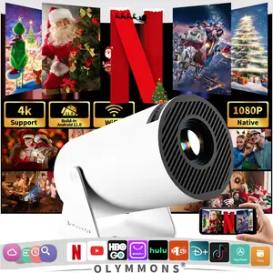 Olymmons Portable Mini Projector with WiFi6 and BT5.0 Smart Projector 4K Decode Auto Keystone 1080P Suppor  Movie Projector Built-in Android 11.0 OS for Outdoor Home Theate Compatible for Smartphone/Tablet/Laptop/Android Screen Game astronaut projector
