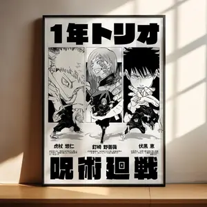 Jujutsu Kaisen Anime Poster - Yuji Itadori, Nobara Kugisaki, Megumi Fushiguro Anime Art Print Anime Gifts (Unframed-Print Only)