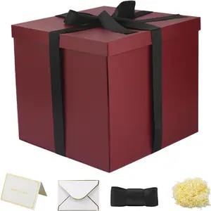 Box 12x12x10 Inches,Burgundy  Boxes for presents,Large Present box,for Packaging,Valentine's Day,Mother's Day,Christmas,Anniversaries.