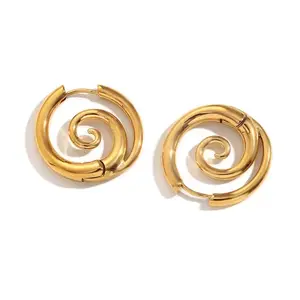 Oufer Faux Stretched Spiral Clicker Snail Earrings Stainless Steel Fashion Jewelry Accessories for Alt Girls
