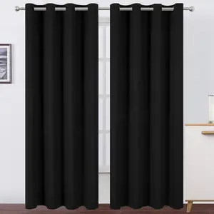 LEMOMO Blackout Curtains 52 x 84 inches Long Black Curtains Set of 2 Panels Thermal Insulated Room Darkening Curtains for Bedroom Ultimate Privacy Energy Efficiency