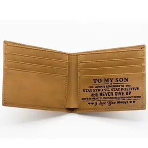 Custom Engraved Leather Bi-fold Wallet, Ultra Slim RFID Blocking Front Pocket Card Purse, Minimalist Durable Men Casual Wallet, Personalized Custom Gift Wallet Perfect for Dad Son Family Festival Daily Business Use