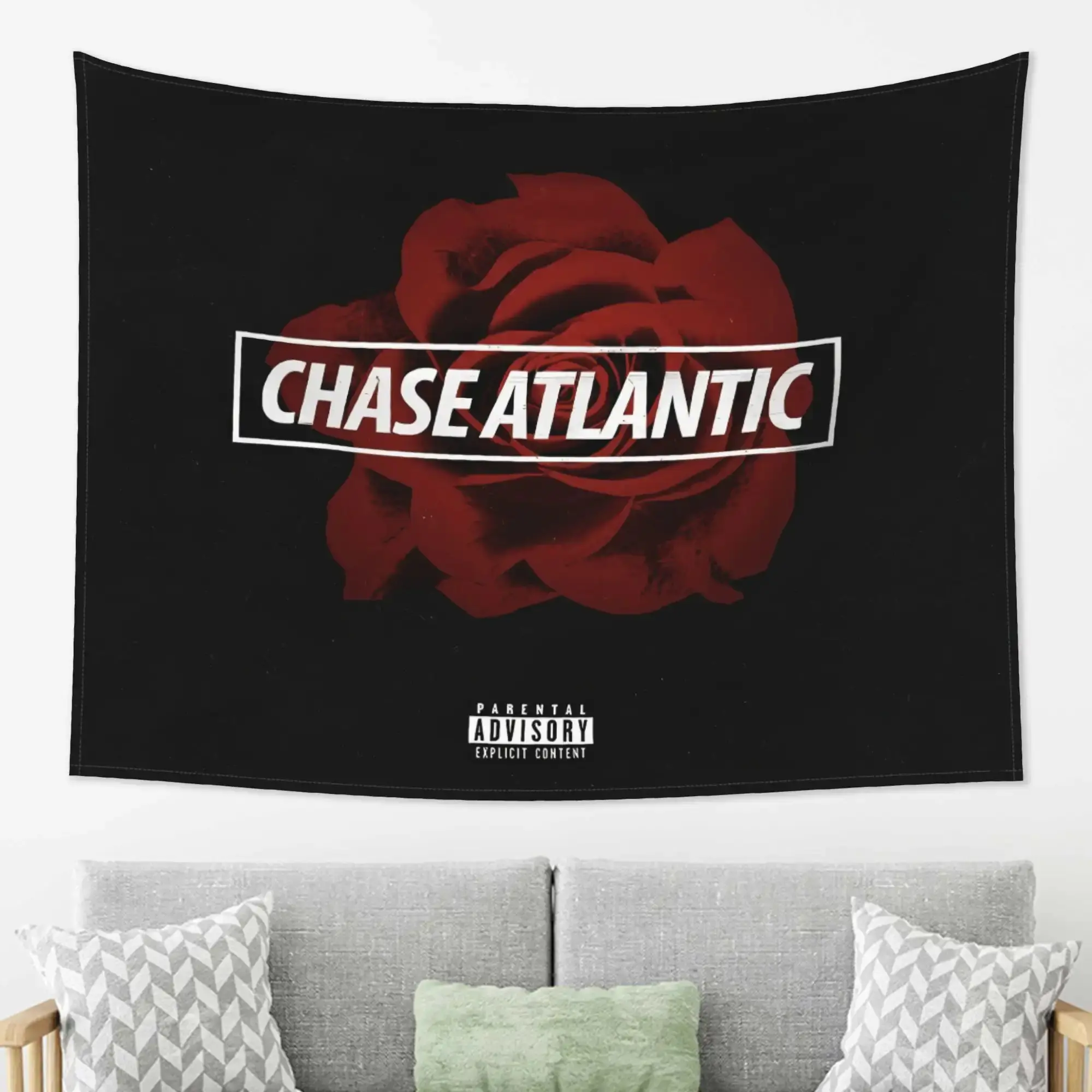 [Chase Atlantic Album] Chase Atlantic Album Cover with Red Rose Tapestry - Horizontal Home Decor Suitable for Living Room, Bedroom, Office, Outdoor - Perfect Gift for Parties and Festivals, Vibrant Design
