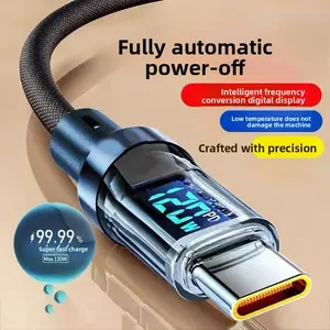 Smart Digital Display Type-C Data Cable 240W Super Fast Charging Compatible with Huawei OPPO Xiaomi Apple 15 Charging Cable with Fully Automatic Power-off Feature