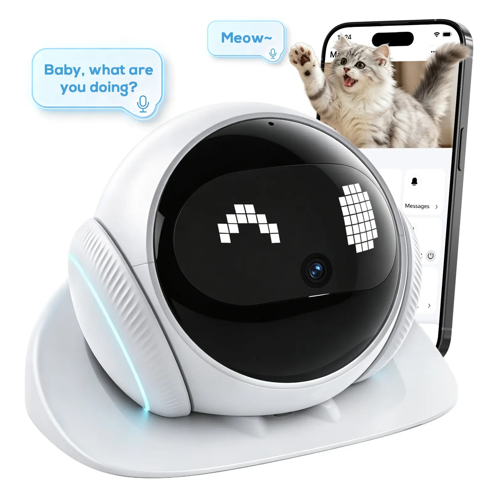 AI Pet Robot Camera , Wireless 1080P Smart Camera with App Control, Two-Way Audio, Auto Patrol, Dual-Band WiFi (2.4/5GHz), Rechargeable Battery for Home & Pet Monitoring