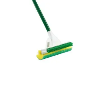 Nitty Gritty Roller Sponge Mop with Scrub Brush Green Steel Handle Wood Wooden