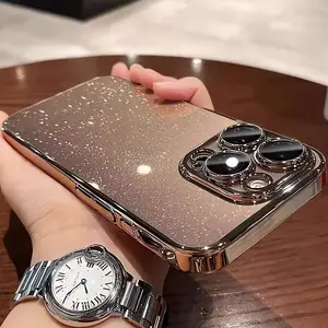 Simple solid color glitter gradient iPhone 15/16 Pro Max hard case suitable for iPhone 14/13/12