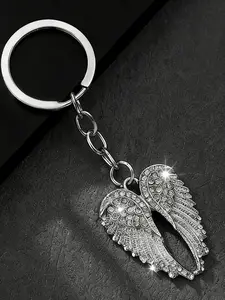 Vintage Distressed Angel Wing Keychain Pendant, A Niche Light Luxury Style Metal Charm With Sparkling Textured Details, Can Be Used As A Key Holder Or Bag Accessory, Suitable For Daily Commuting, Dating, Or Gifting.