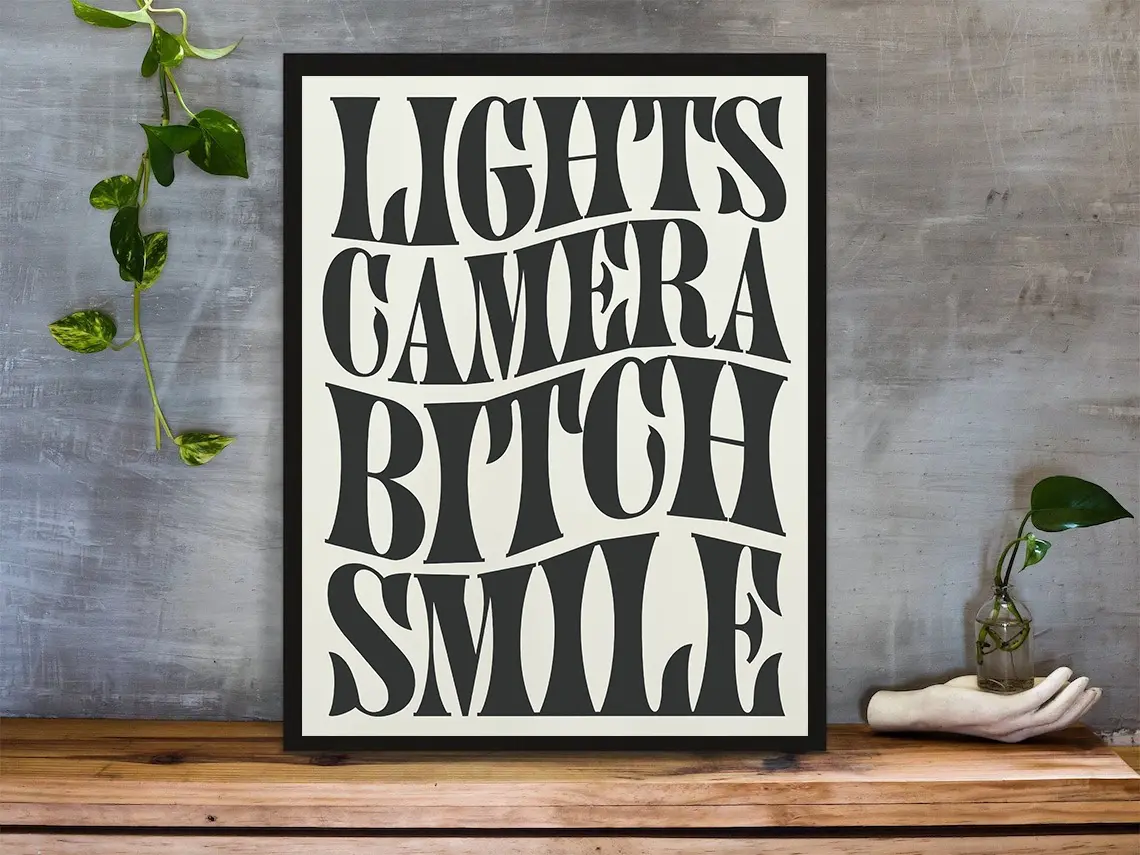 I Can Do It With A Broken Heart Print Poster Lights Camera Bitch Smile Lyric Quote Wall Art Typography Decor Ornaments Decoration