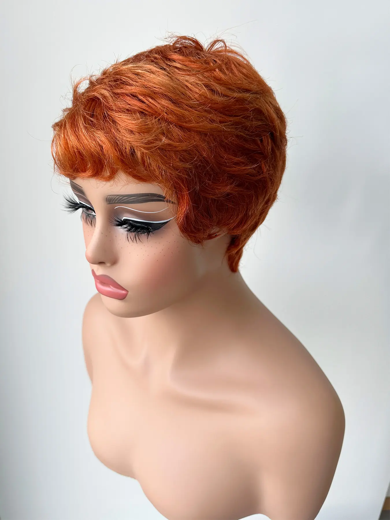 Short Layered Pixie Curly Human Hair Wig With Bangs Glueless Full Machine Made Human Hair Wig Short Curly Pixie Cut with Bangs, Kinky Curly  main image 3