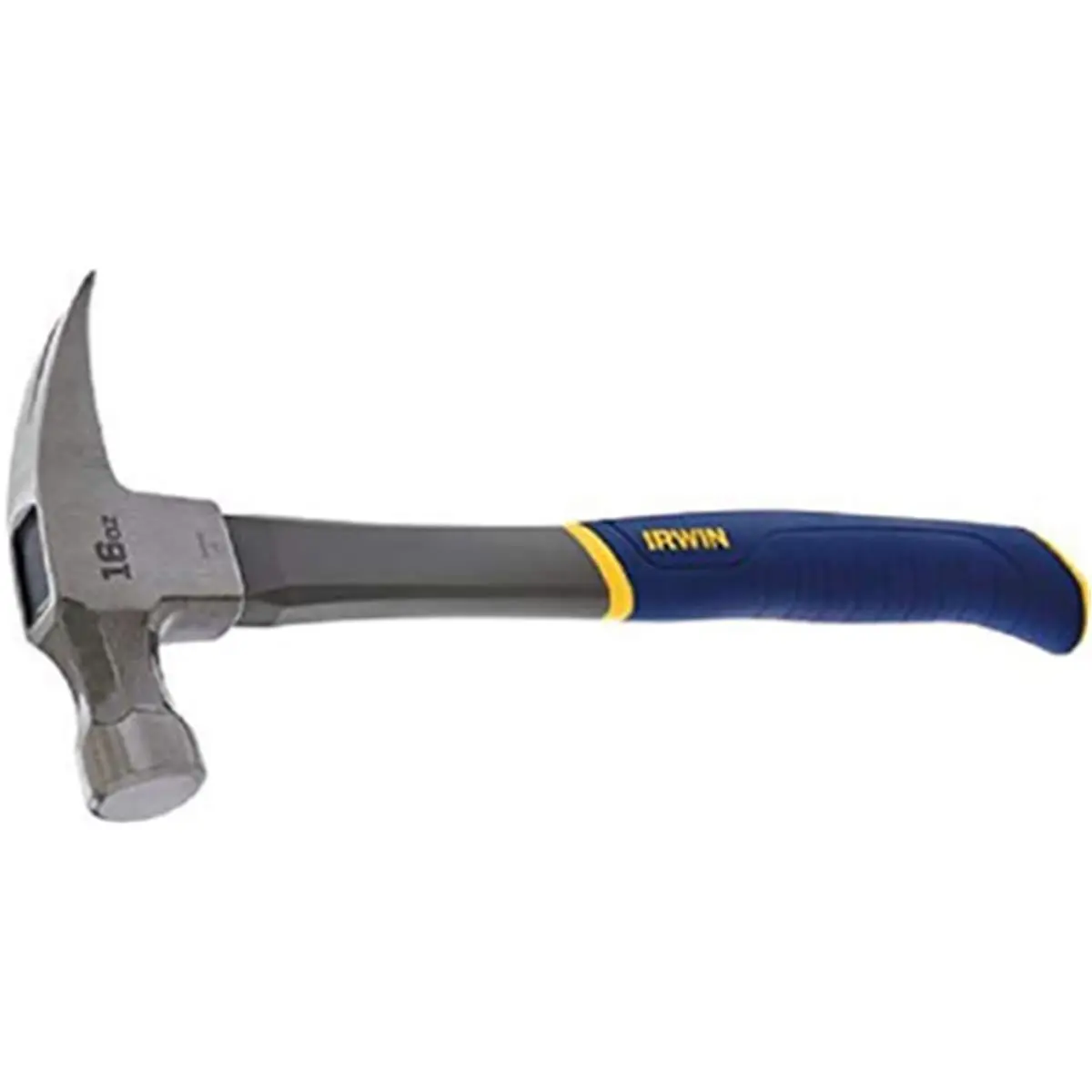 IRWIN 16 oz Fiberglass Claw Hammer - Hardware Hand Tool, Forged Steel Construction, Protouch Rounded Grip, Curved Base, Hardened End Cap, 1.54 lbs, Ideal for Nail Driving