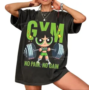Vintage Powerpufff Buttercup No Pain No Gain Graphic T-Shirt, Y2K Buttercup Fitness, Workout Shirt, Trending 2026, Weightlifters, Bodybuilding Shirt, Pump Cover Gym Tee for Men Women
