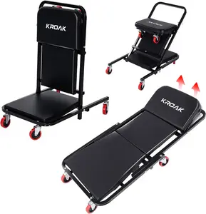 4 in 1 Creeper, 40 Inches Z Creeper Seat 2025 Upgraded 450 lbs Capacity Garage Chair Adjustable Rolling Folding Car Creeper with 6 pcs 3" Wheels,Lay Down or Sit for Garage, Shop, Auto Repair