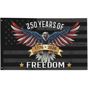 250th Anniversary Theme Flat Banner 1776-2026, Outdoor Courtyard Decoration, No Power Required, Convenient Setup, Festive 2D Patriot Flag for Celebration, Outdoor Use, Large Decorative Banner