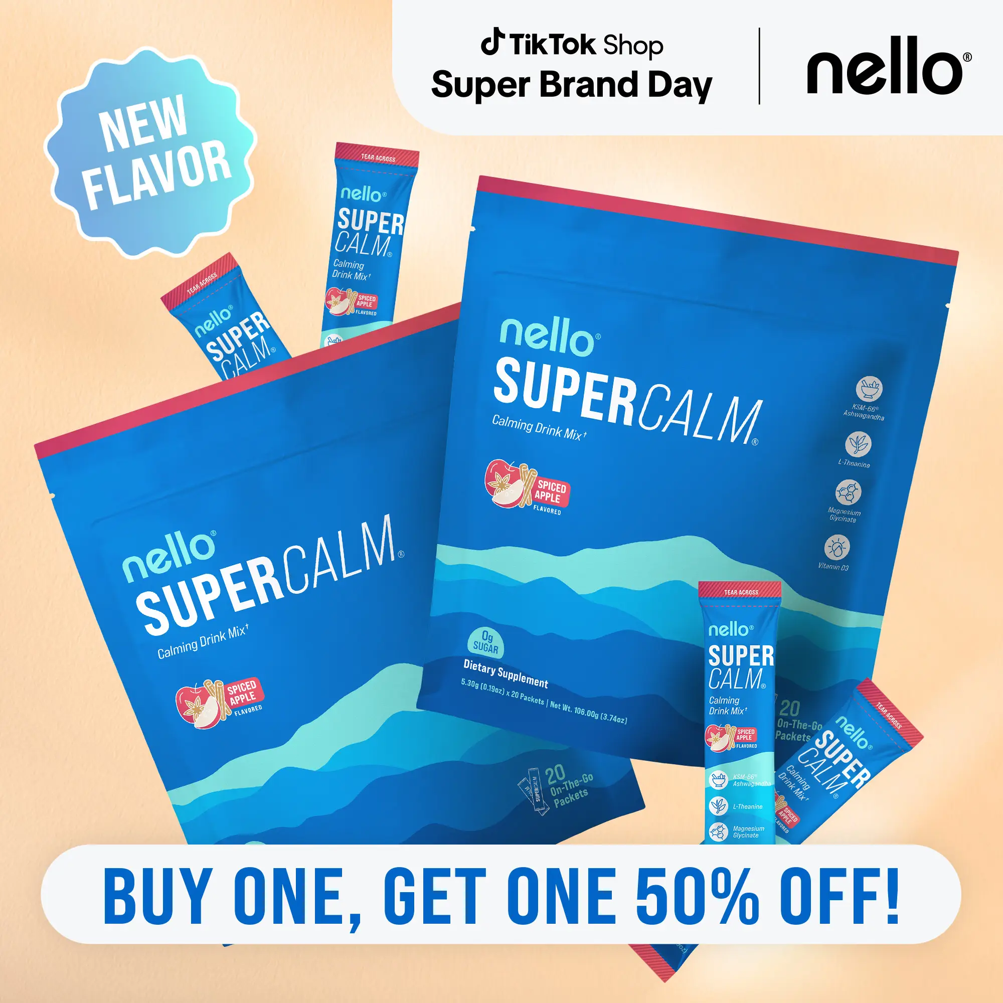 Supercalm Travel Packets Bundle (2-Pack):Calming Drink Mix with KSM-66 Ashwagand...