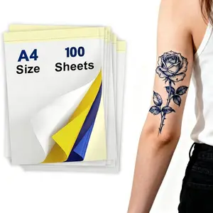 Tattoo Transfer Paper - 100 A4 Size Sheets, Thermal Tattoo Transfer Paper Set - Personal and Commercial Use, DIY Tattoo Tracing Paper and Tattoo Supplies for Thermal Printers