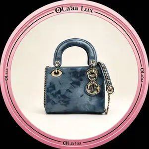 Pre-owned Dior Lady Gradient Blue Matte Liz*** Leather Hand/Shoulder Bag C19494975209