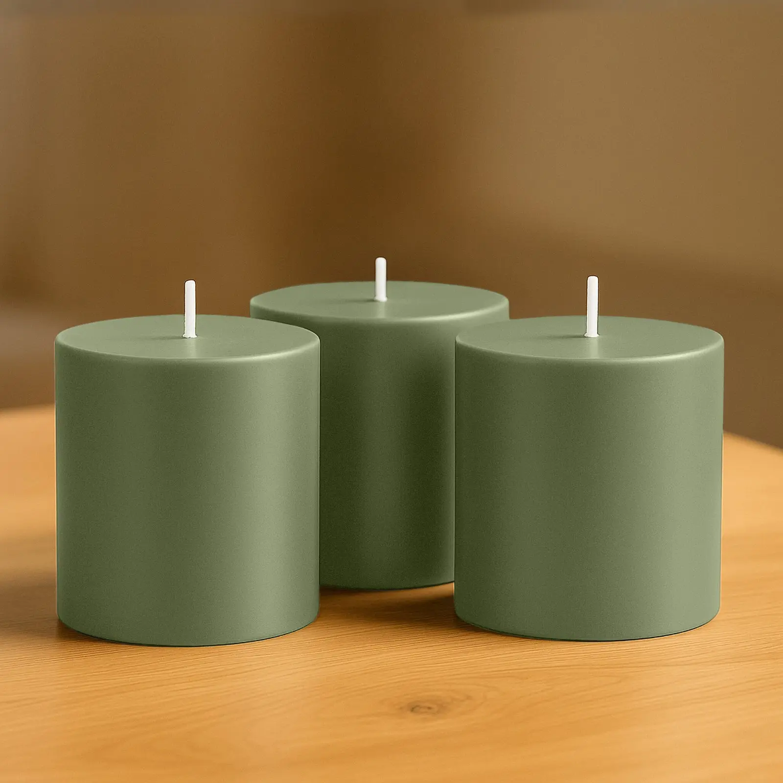 Dusty Sage Green Paraffin Wax Pillar Candles, 6-Pack 3"x3" Unscented Home Decor Candles - Dripless, Smokeless Cotton Wicks, 30-Hour Long-Lasting Clean Burn for Restaurants, Wedding Centerpieces