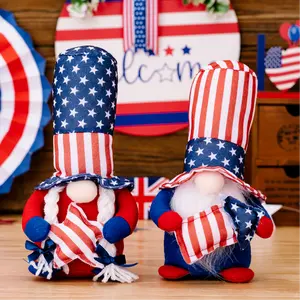 Independence Day Gnomes, 2 Pieces Handmade Patriotic Gnomes American Stars and Stripes Plush Elf Memorial Day Decorations for July 4th Independence Day Gifts