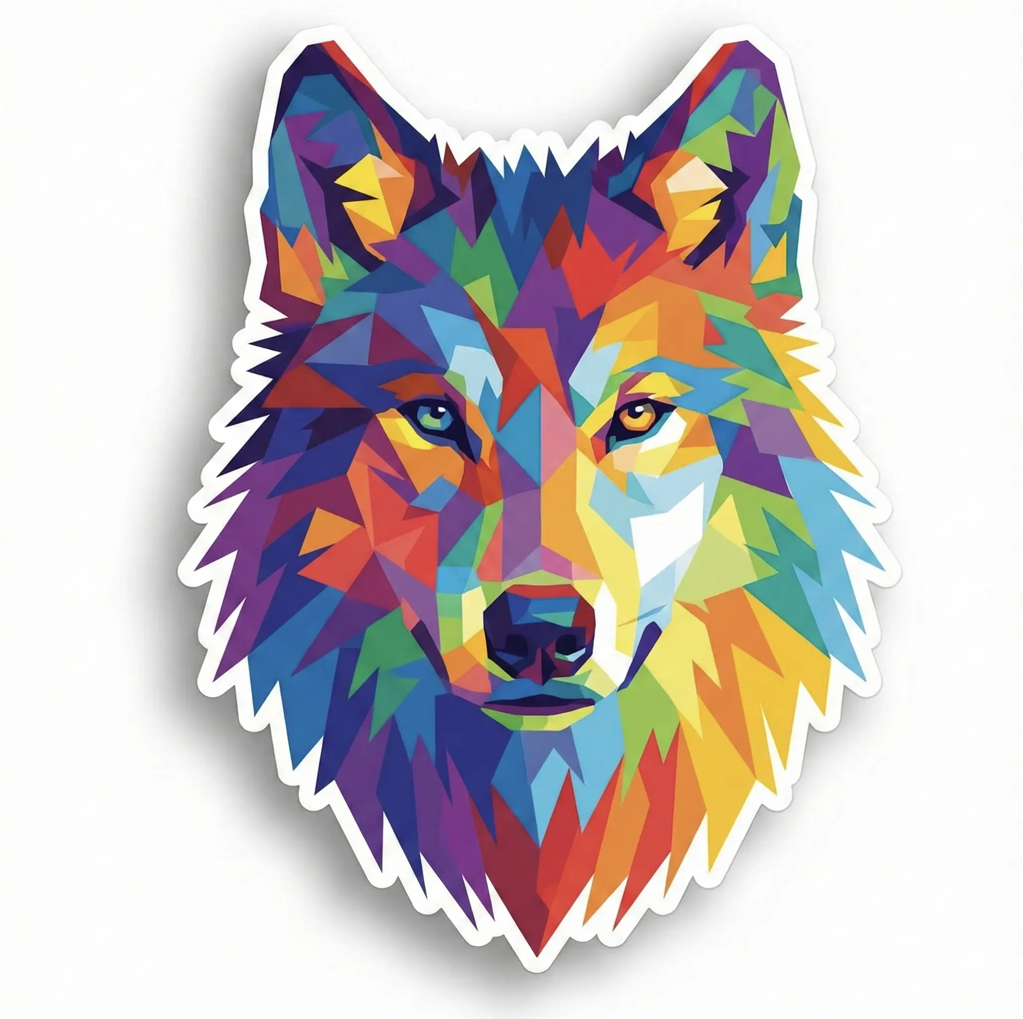 Vibrant Geometric Animal Car Stickers - Waterproof Vinyl Decals for Bumpers, Windows & Laptops (Owl, Wolf, Elephant, Eagle, Whale)