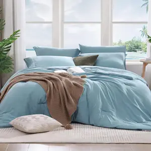 WRENSONG Full Size Comforter Sets- 7 Blue a Bag with Sheet, Flat Sheet, 2 Pillow Shams, 2 Pillowcases, Warm Sets for