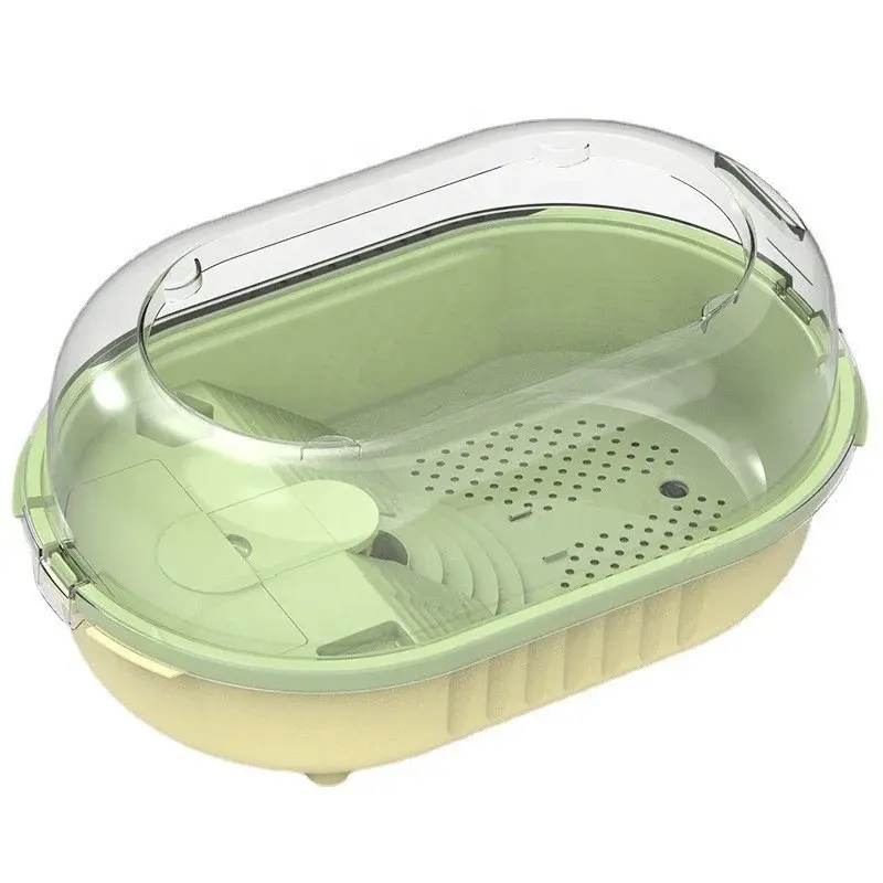 Eco-Friendly Small Plastic Turtle Tank with Climbing Platform & Basking Platforms, Multifunctional Partition Design, Easy Water Change, Escape Prevention, Ideal for Turtle Breeding (Bare Tank: No Light or Landscaping Included), 13L-37L, Water Drainage, Re