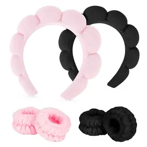 6Pcs Spa Headbands and Wrist Washbands Set, Skincare Headbands Makeup Headband Sponge Face Wash Headband