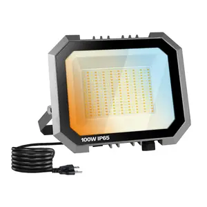100W LED Flood Lights Outdoor 3CCT 3000/4000/6000K Dimmable 10000LM IP65 Waterproof Die-Cast Aluminum Floodlight for Garage Yard Lawn Garden Energy Saving outdoorfun