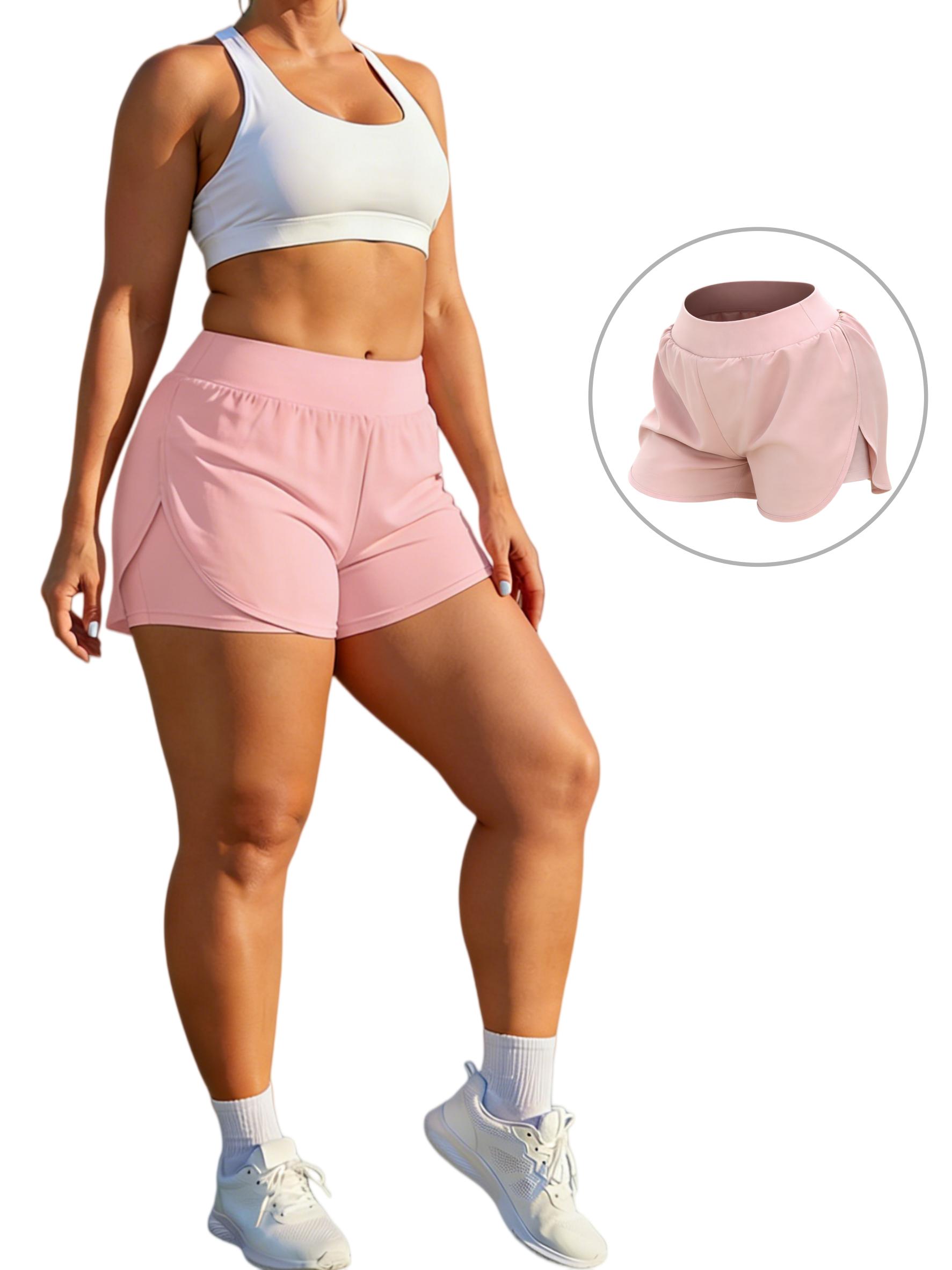 1pcs Women'S Sports Pink Half Skirt, Elegant Half Waist Summer Skirt , Breathable Slim Yoga Skirt with Built-in Shorts, Anti-Exposure Running Fitness Tennis Skirt, Solid Color Flared Silhouette, Office/Date/Weekend Essentials