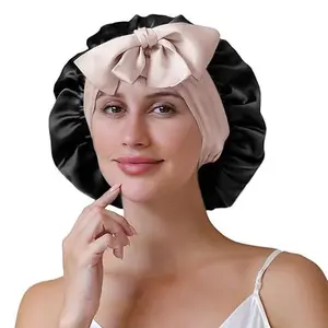 Silk Bonnet for Sleeping-Long Hair Double Layer Silk Hair Wrap-Hair Care-with Silk Tie Band-Stay on Head