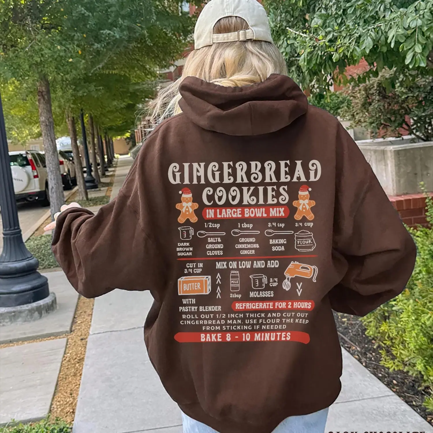 Gingerbread Cookie Recipe Hoodie, Y2k Vintage Sweatshirt, Tik Tok Christmas Jumper, Xmas Gift Ideas,  Gingerbread girl gift 5E