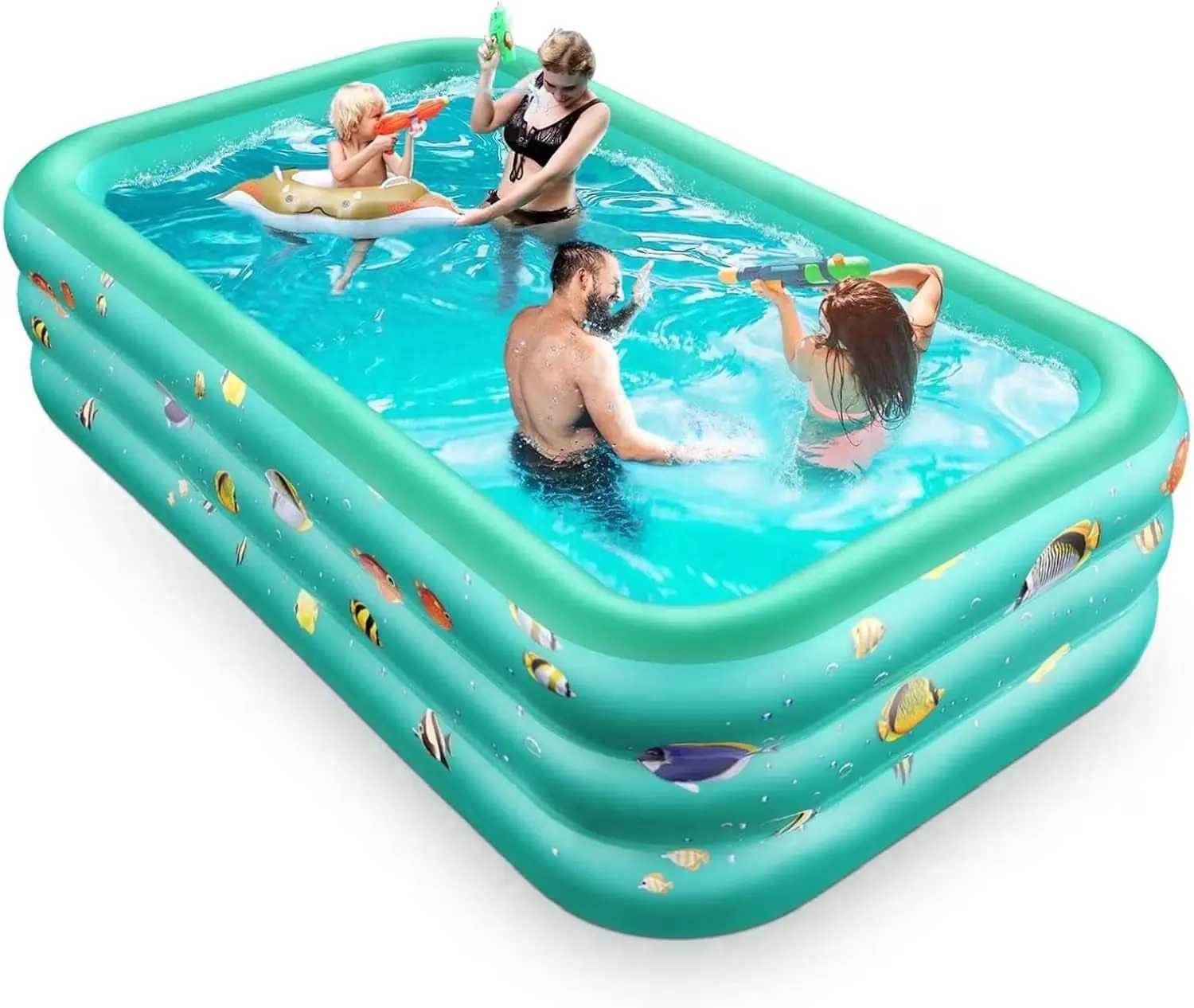 Inflatable Pool, 9.83 x 6 x 1.83 ft Family Swimming Pools for Kids, Toddlers, Infant, Adult, Rectangular, Thickened