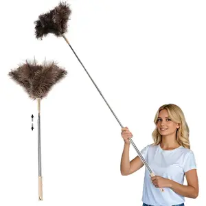 Extendable Ostrich  Duster up to 27-94 inches  Feathers Long Handle  for Cleaning Ceiling Fan Pendant lamp High Ceiling Blinds Furniture  Duster