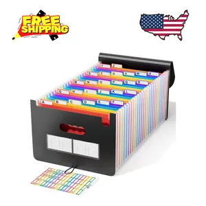 26 Pockets Accordion File Organizer, Expanding File Folders with Colorful A-Z Tabs