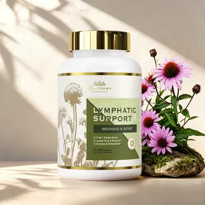 Dr. CROWN Lymphatic Drainage Supplement for Women & Men with Echinacea, Dandelion, Burdock, Cleavers & More - 120 Capsules
