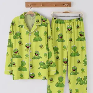Kermit the Frog Satin Pajama Set: Muppets Unisex Sleepwear